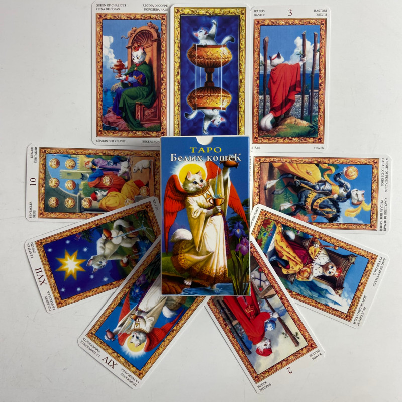 Карти Таро Білих Кішок White Cats Tarot колода з котами для ворожіння та саморефлексії