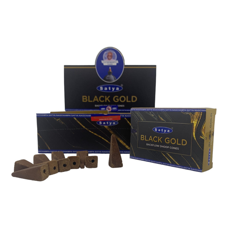 Арома-конуси зворотного потоку Satya Black Gold (Чорне Золото) backflow dhoop cones