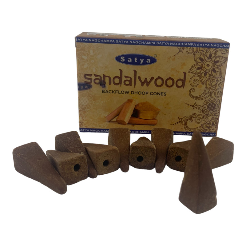 Арома-конуси зі зворотним потоком Satya Sandalwood Backflow Dhoop Cones сандал