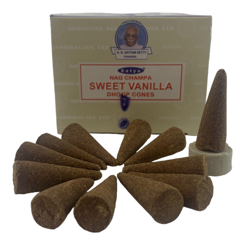 Пахощі арома-конуси Satya Nag Champa Dhoop Cones Sweet Vanilla Масала