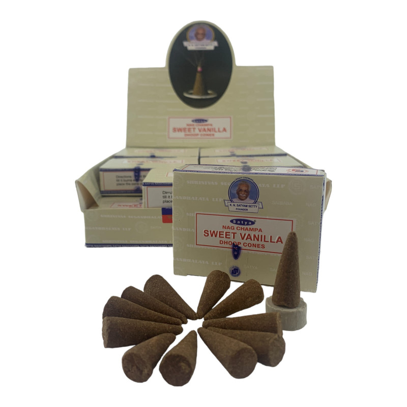 Пахощі арома-конуси Satya Nag Champa Dhoop Cones Sweet Vanilla Масала