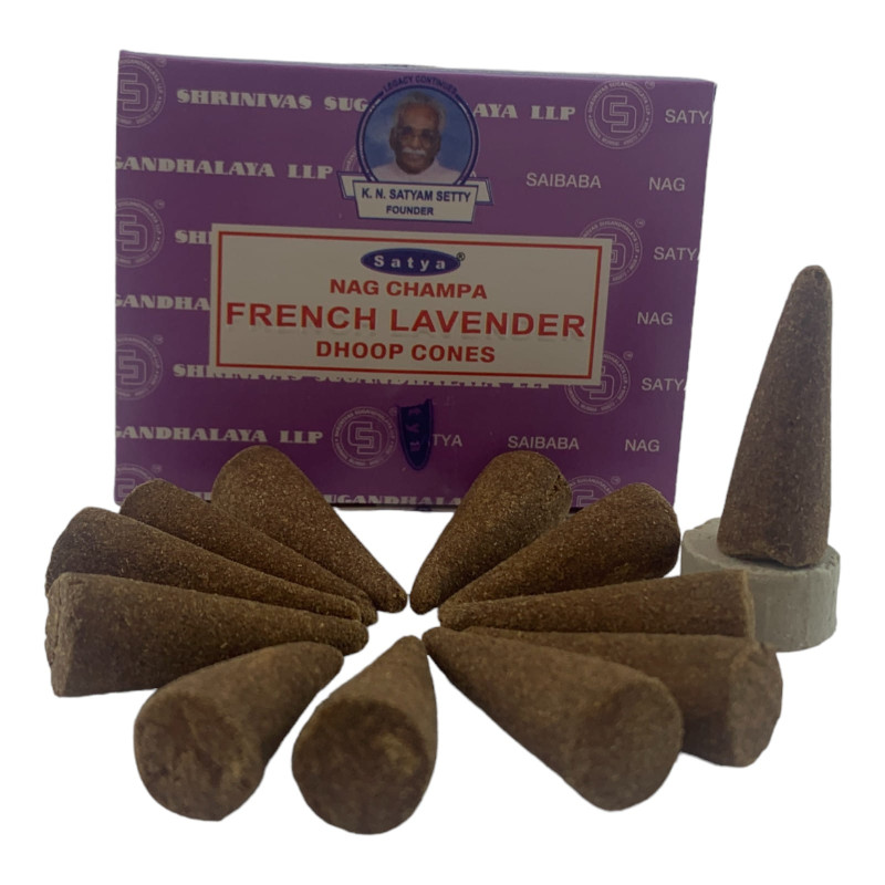 Пахощі арома-конуси Satya Masala French Lavender Nag Champa Dhoop Cones