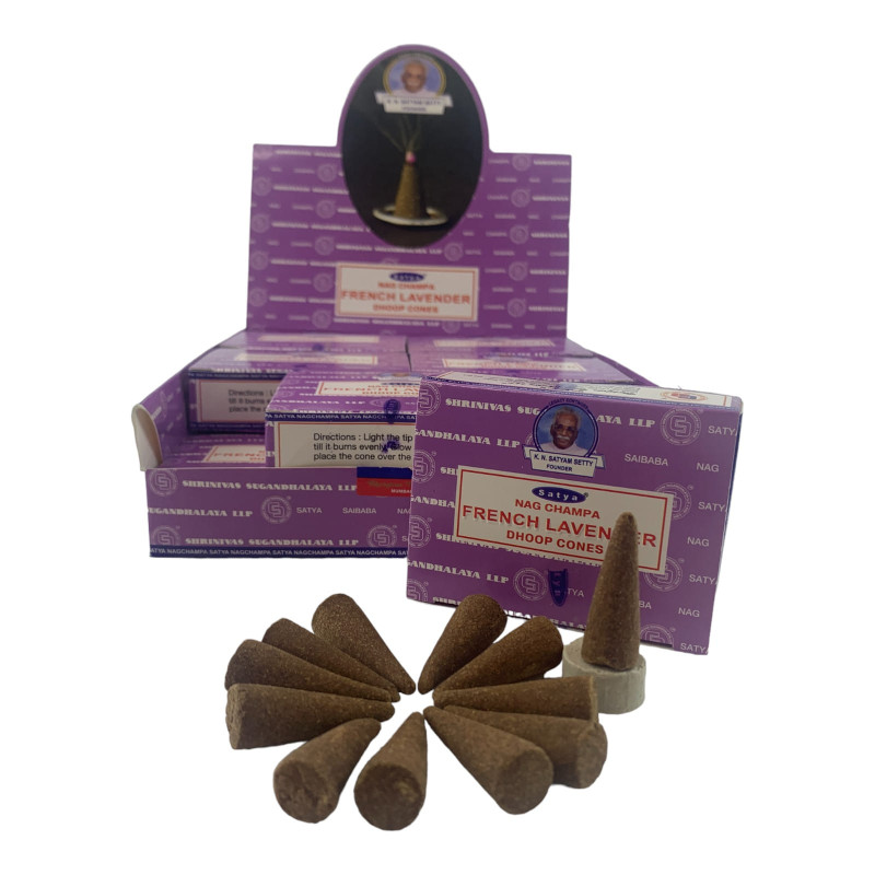 Пахощі арома-конуси Satya Masala French Lavender Nag Champa Dhoop Cones