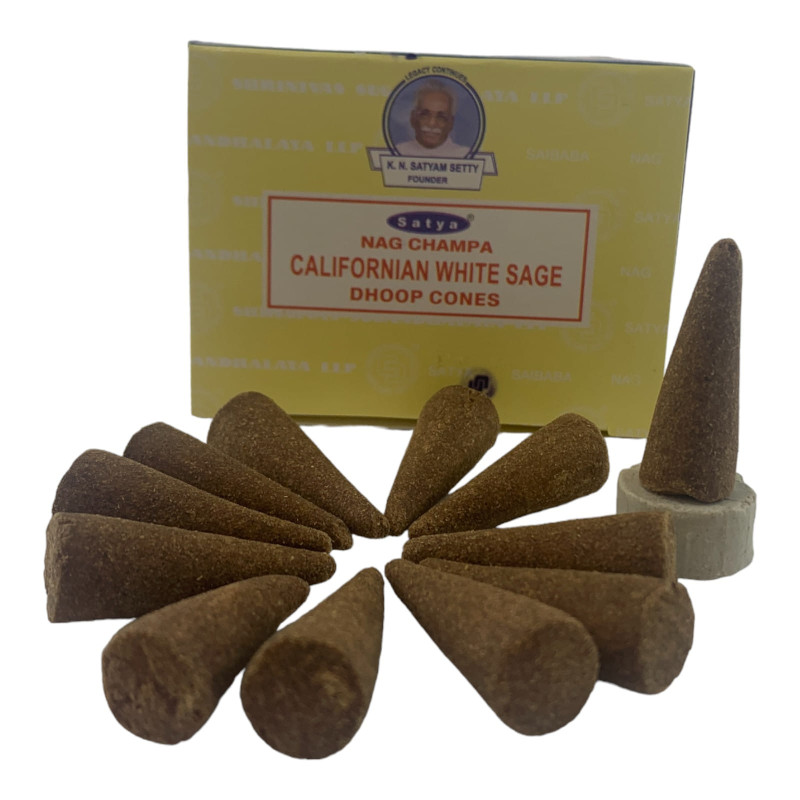 Арома-конусы Satya Nag Champa Dhoop Californian White Sage масала