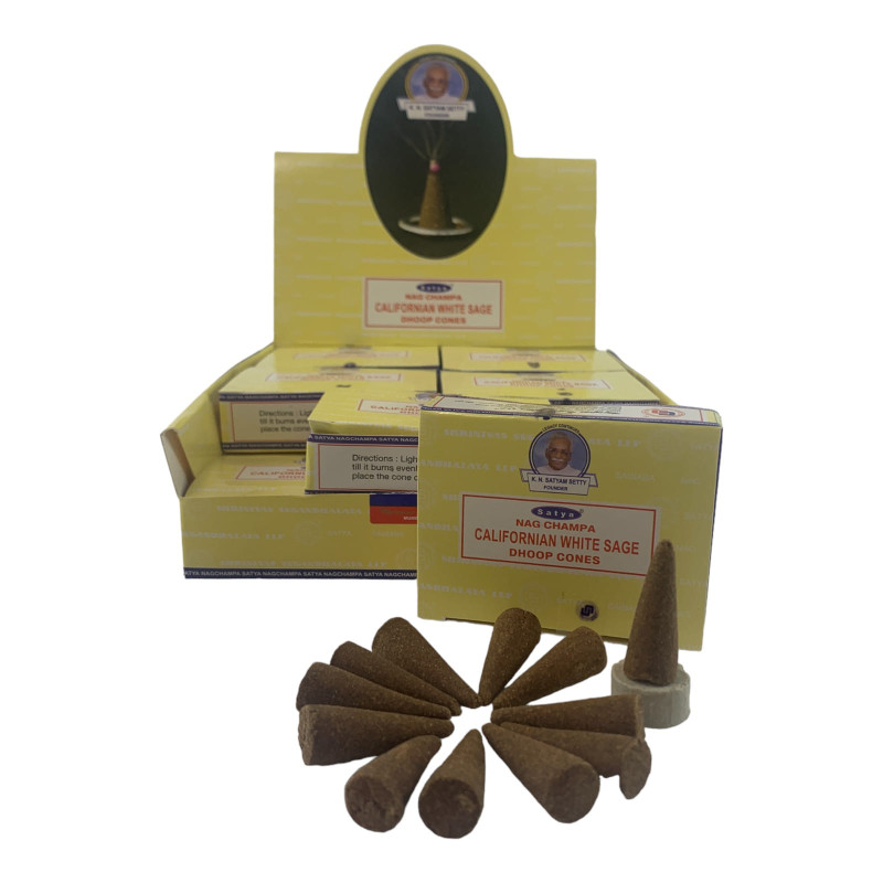 Арома-конусы Satya Nag Champa Dhoop Californian White Sage масала