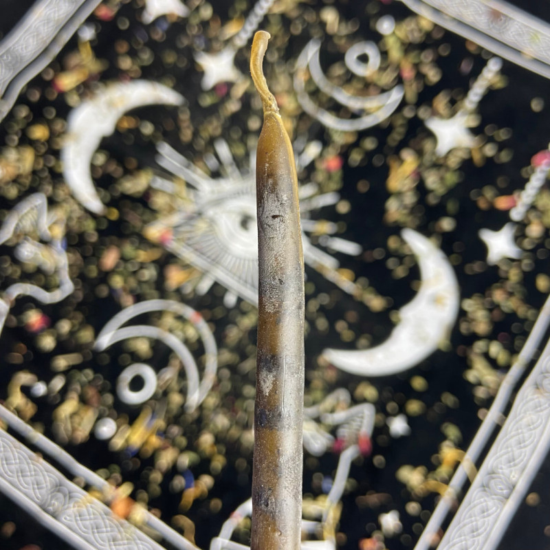 Жовта воскова свічка з ладаном Квітка пустелі, 27 см, натуральний аромат