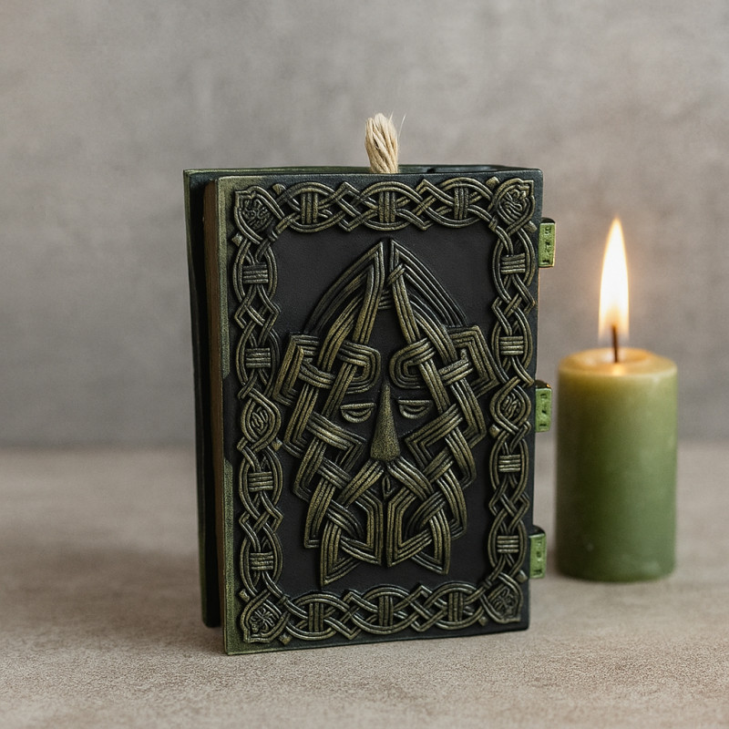 Воскова чорна свічка для медитацій Книга Роду, 8 см, натуральний віск