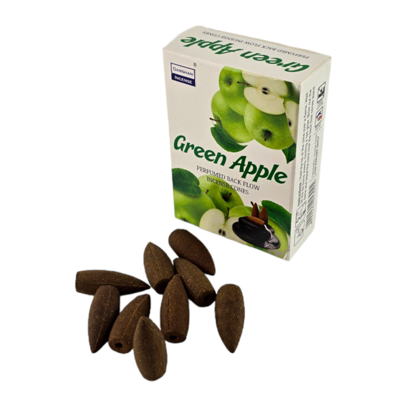 Арома-конуси backflow Darshan Green Apple (Зелене яблуко) dhoop cones