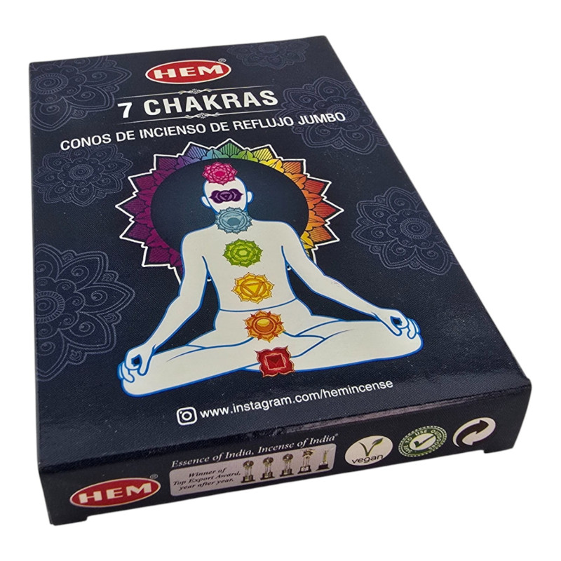 Арома-конуси backflow HEM 7 Chakras (7 Чакр) dhoop конуси зі зворотним потоком