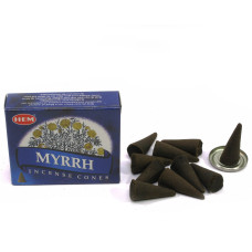 Арома-конуси HEM Myrrh Dhoop Cones (мірра) для медитації та ароматизації дому