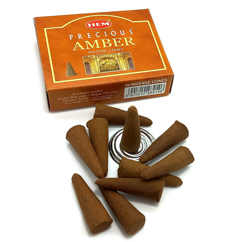 Арома-конуси HEM Precious Amber Dhoop Cones Дорогоцінний бурштин для дому та релаксу