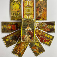 Карти Таро Golden Art Nouveau Tarot Райдера-Уейта золота колода Ар Нуво