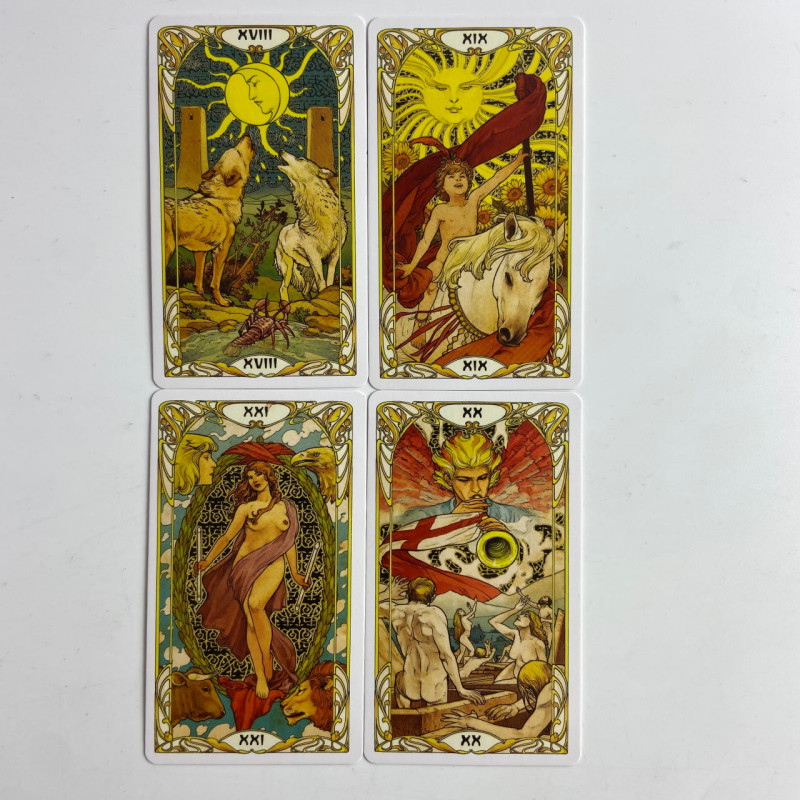 Карти Таро Golden Art Nouveau Tarot Райдера-Уейта золота колода Ар Нуво