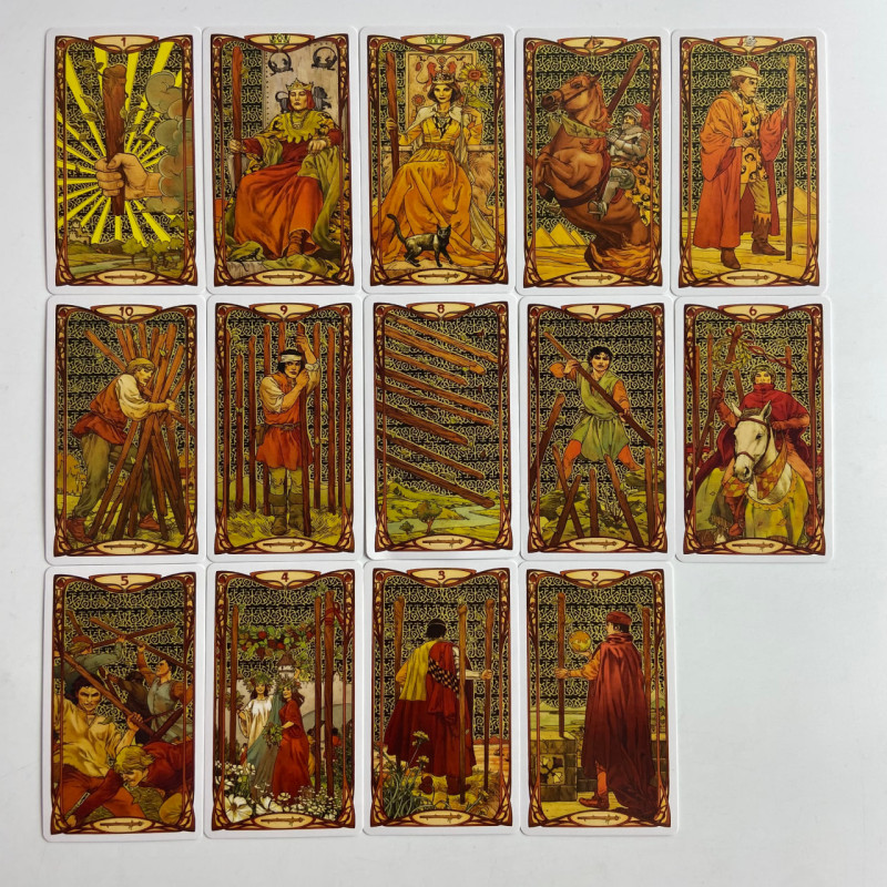 Карти Таро Golden Art Nouveau Tarot Райдера-Уейта золота колода Ар Нуво