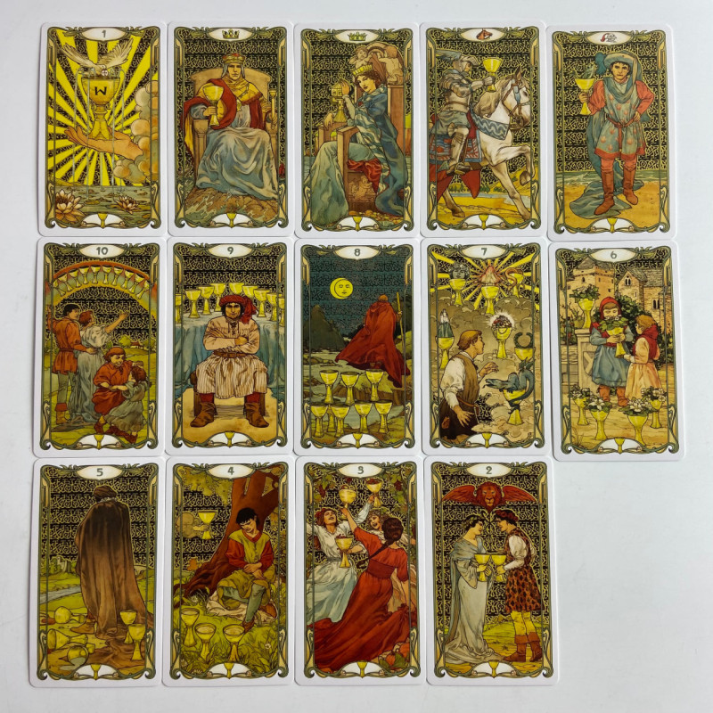Карти Таро Golden Art Nouveau Tarot Райдера-Уейта золота колода Ар Нуво