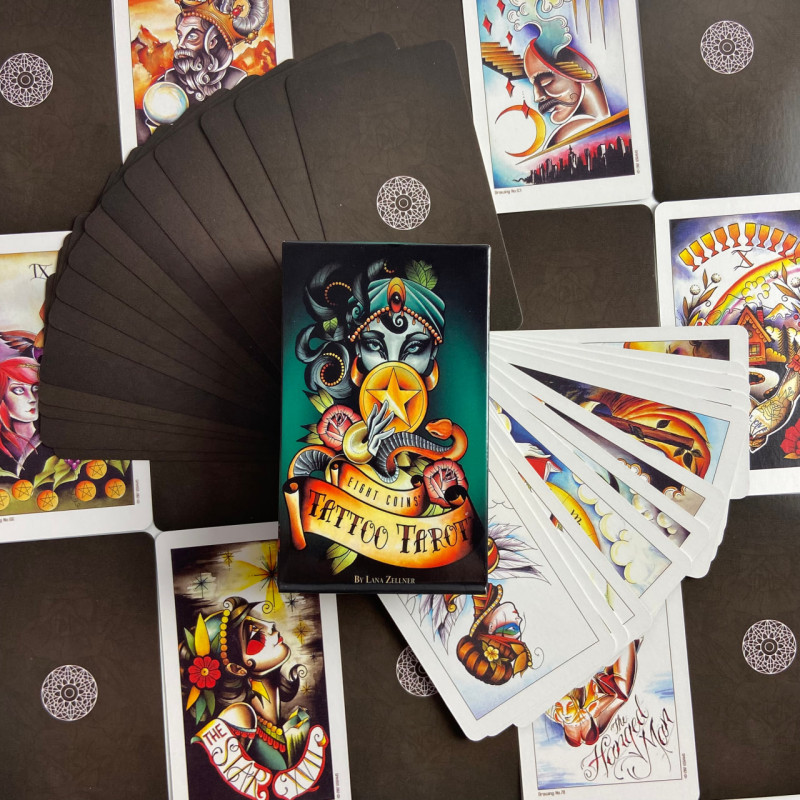 Таро Карты Eight Coins Tattoo Tarot «Восемь монет», колода в стиле тату