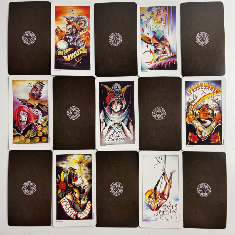 Таро Карты Eight Coins Tattoo Tarot «Восемь монет», колода в стиле тату