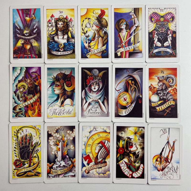 Таро Карты Eight Coins Tattoo Tarot «Восемь монет», колода в стиле тату