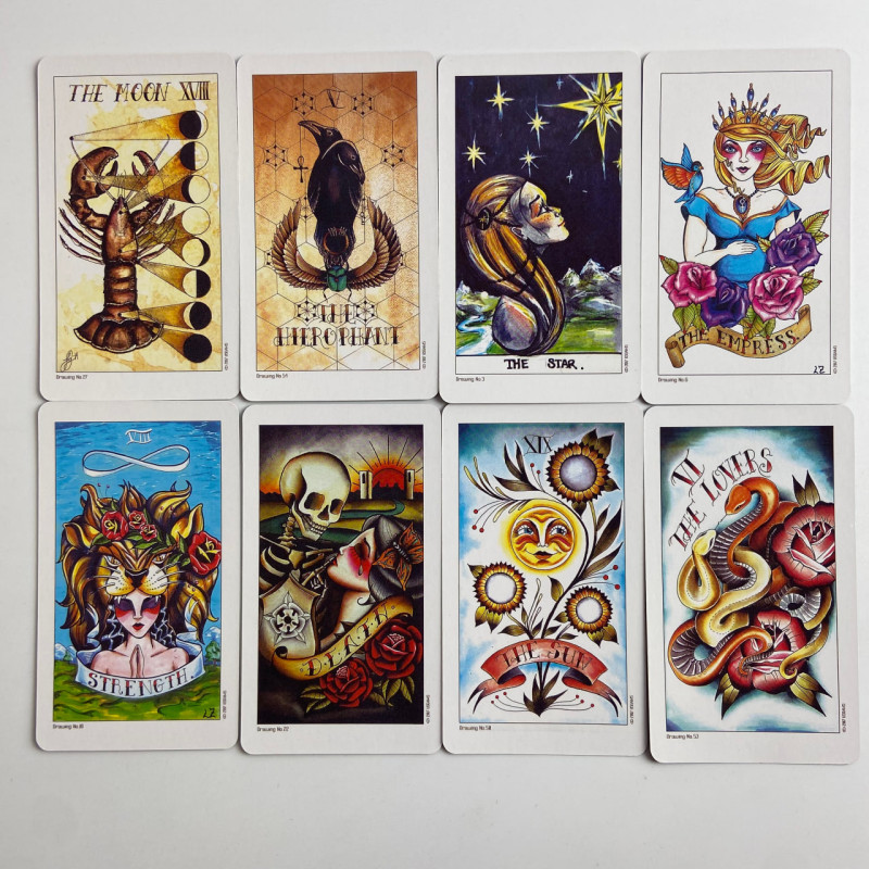 Таро Карты Eight Coins Tattoo Tarot «Восемь монет», колода в стиле тату