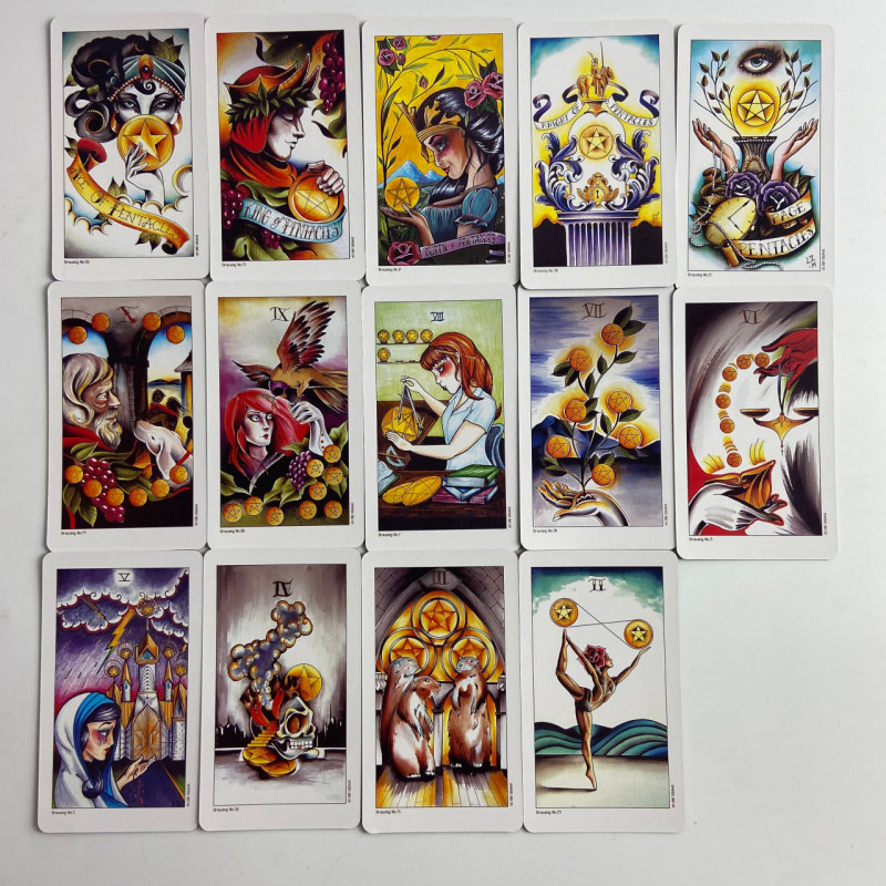 Таро Карты Eight Coins Tattoo Tarot «Восемь монет», колода в стиле тату