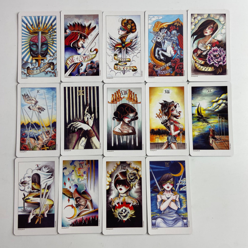 Таро Карты Eight Coins Tattoo Tarot «Восемь монет», колода в стиле тату