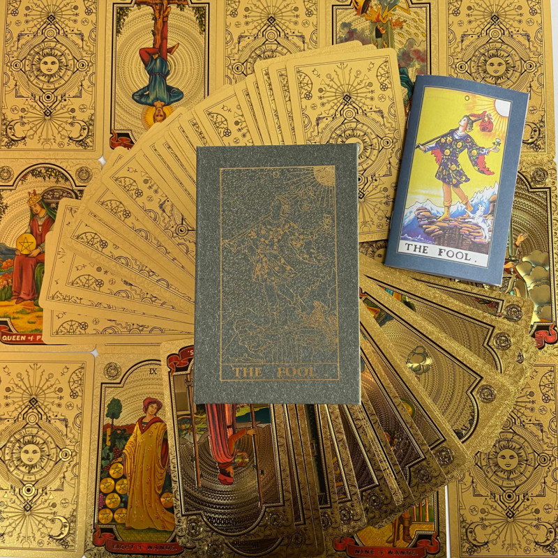 Карти Таро Rider Waite Gold Foil Tarot золоті з тисненням англійською