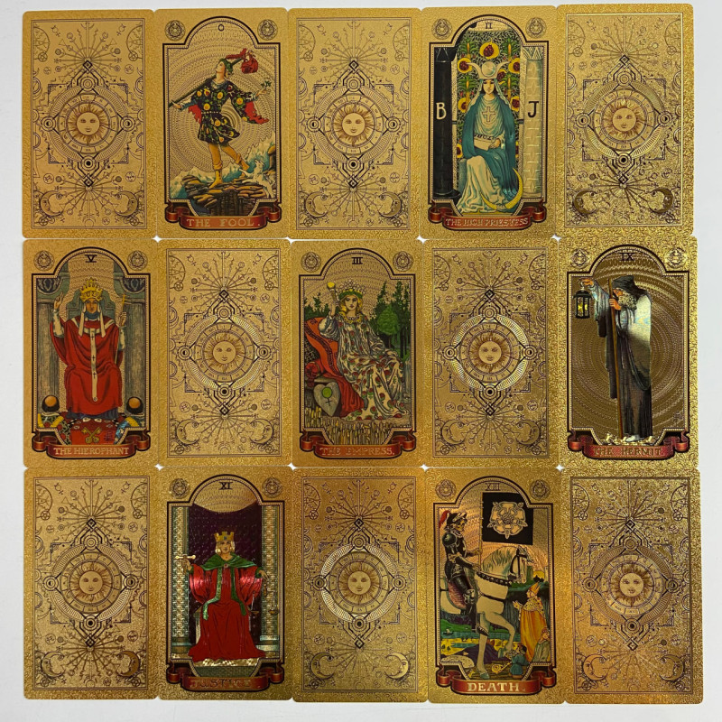 Карти Таро Rider Waite Gold Foil Tarot золоті з тисненням англійською