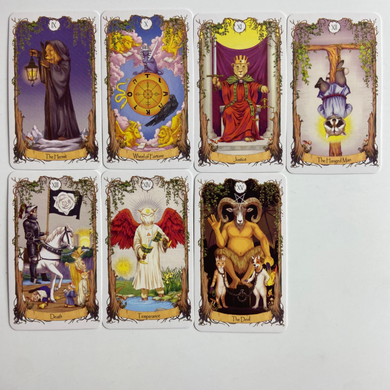 Карти Таро Animal Tarot з тваринами, англомовна колода у зменшеному форматі