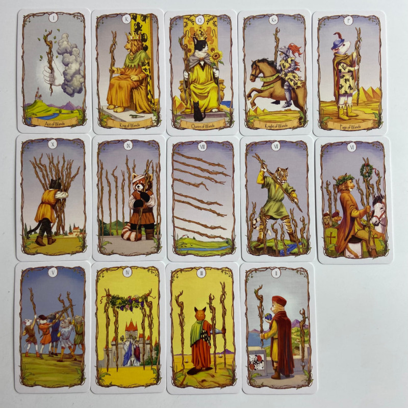 Карти Таро Animal Tarot з тваринами, англомовна колода у зменшеному форматі