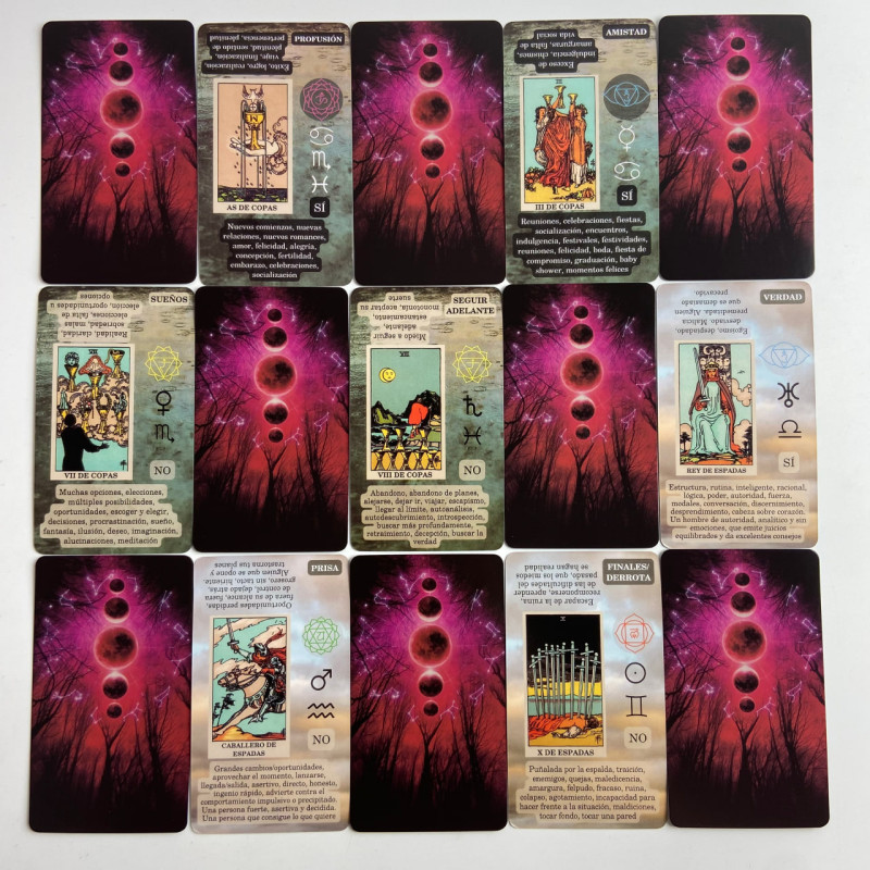 Карти Таро Райдера-Уейта з ключовими словами іспанською Future Fate Indicator Forecasting Cards