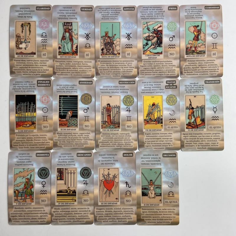 Карти Таро Райдера-Уейта з ключовими словами іспанською Future Fate Indicator Forecasting Cards