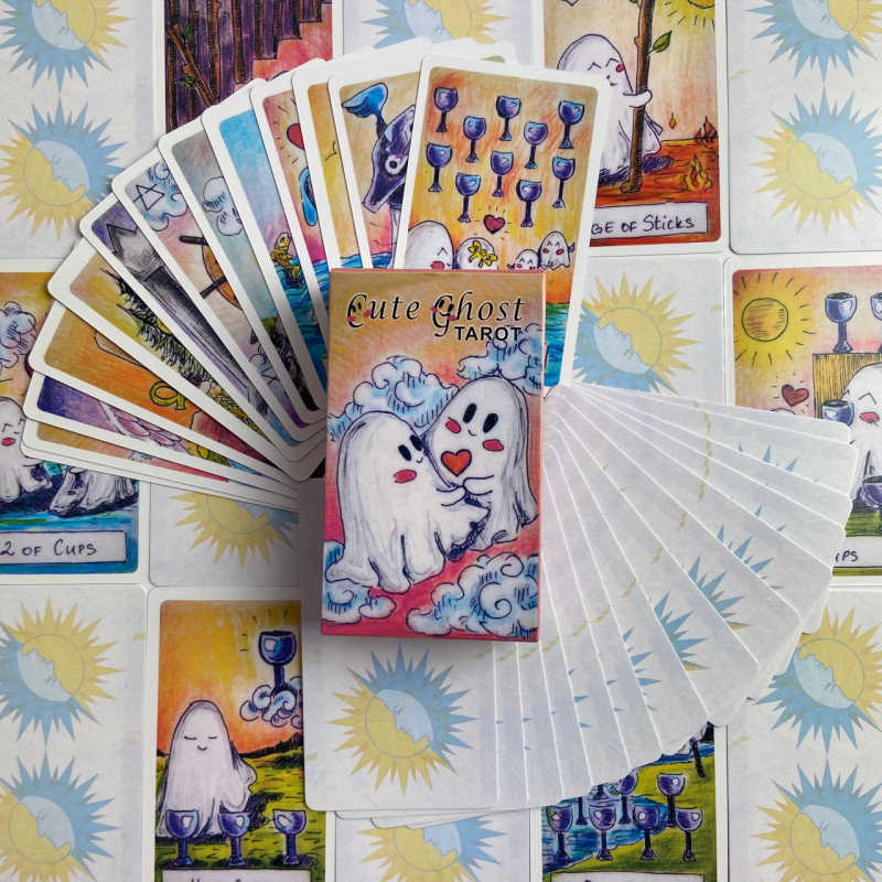 Карти Таро Cute Ghost Tarot з милими привидами зменшена колода англійською мовою