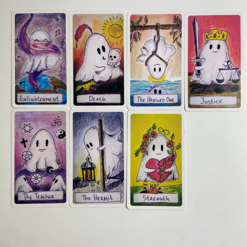 Карти Таро Cute Ghost Tarot з милими привидами зменшена колода англійською мовою