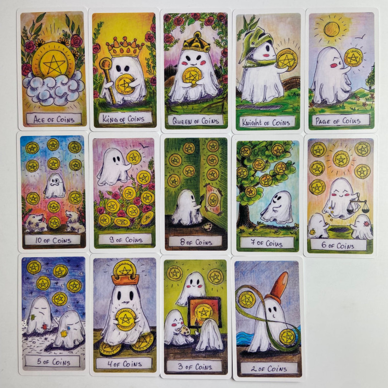 Карти Таро Cute Ghost Tarot з милими привидами зменшена колода англійською мовою