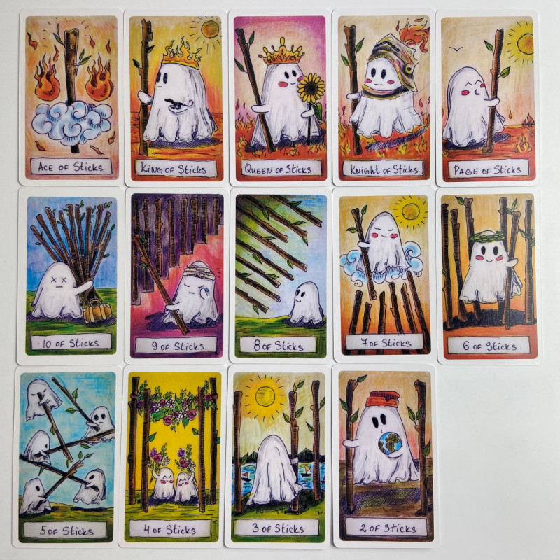 Карти Таро Cute Ghost Tarot з милими привидами зменшена колода англійською мовою