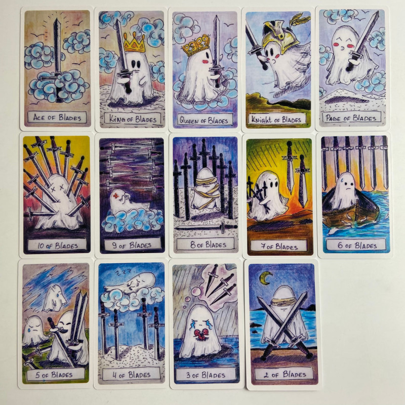 Карти Таро Cute Ghost Tarot з милими привидами зменшена колода англійською мовою