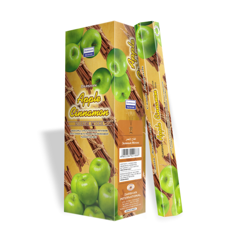 Пахощі вугільні Darshan Apple Cinnamon Яблуко та Кориця індійські на паличці
